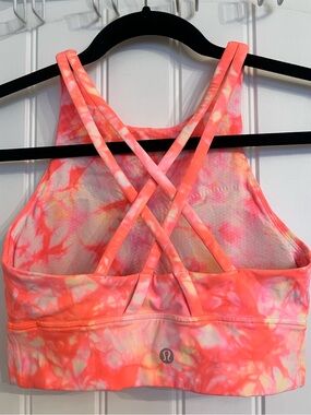 Lululemon Coral Tie-Dye Energy Bra 🌸 — Size 4